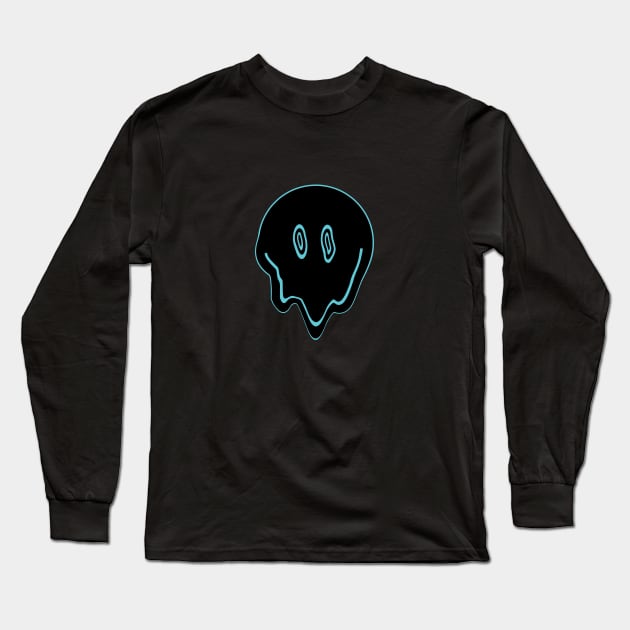 Smile Melt - Blue and Black Long Sleeve T-Shirt by LAEC